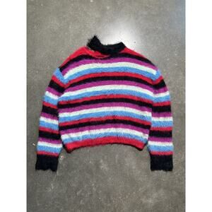Candy stripper furry fuzzy striped sweater